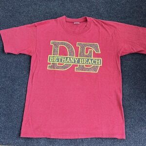 Vintage Bethany Beach DE Shirt Mens Large Pink Cal Cru Graphic Tee T-Shirt